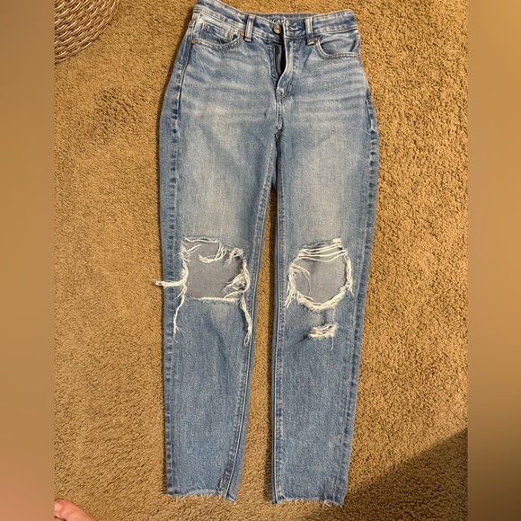 American Eagle Outfitters Distressed Blue High Rise Jeans - Picture 1 of 3